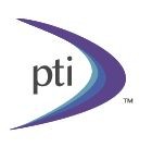 Logo with the letters 'pti' next to a blue and purple curved shape.